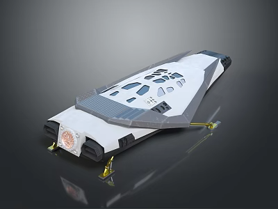 Futuristic Spacecraft With White And Gray Exterior Yellow Support Structures For Cosmic Exploration 3d model