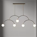Modern Arc Metal Frame Pendant Light With Multiple White Globe Shades 3d model