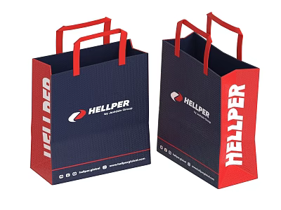 Helper Reusable Dark Blue Shopping Bags With Red Handles Practical Design For Daily Life 3d model