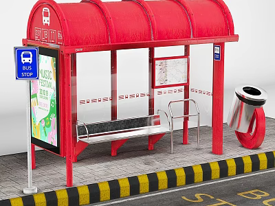Modern gardening sketch bus station 3d model