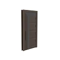 Modern Dark Brown Ribbed Solid Wood Door With Matte Metal Accent And Sleek Long Handle