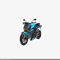 Blue Sport Motorcycle With Modern Sleek Body Black Seat And Yellow Front Forks