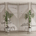 New Chinese Style Screen Partition Metal Screen Partition 3d model