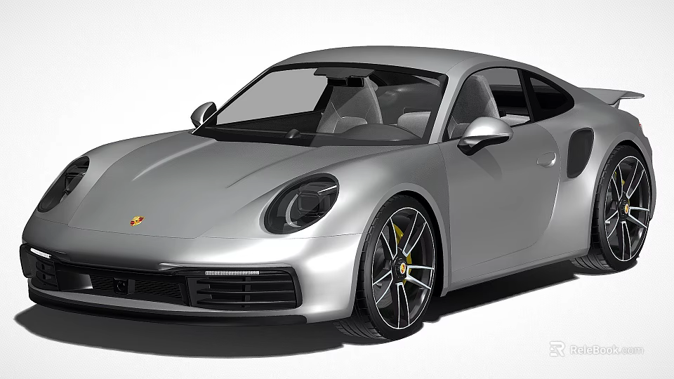 Silver Porsche Two Door Sports Car With Modern Sleek Body And Sporty Wheels 3d model 