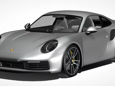 Silver Porsche Two Door Sports Car With Modern Sleek Body And Sporty Wheels 3d model