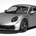 Silver Porsche Two Door Sports Car With Modern Sleek Body And Sporty Wheels