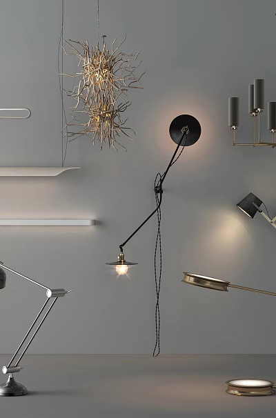 Sleek Modern Lighting Fixture Collection With Pendant Floor And Table Lamps 3d model