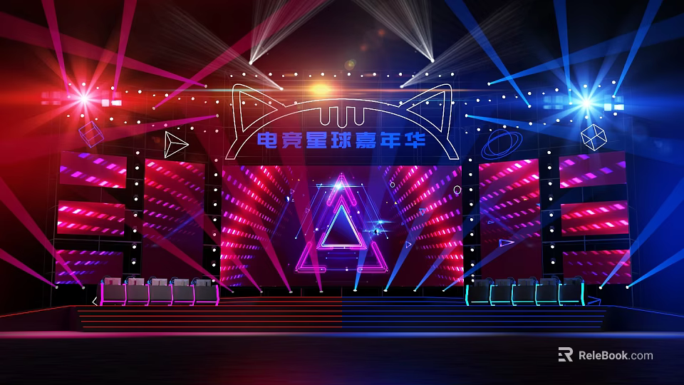 Esports Planet Carnival Stage With Dynamic Lighting And Vibrant Decorations 3d model 