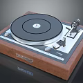 Vintage Thorens Turntable With Wooden Base Black Platter And Silver Parts For Home Audio