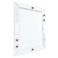 Modern Wooden Frame Wall Mirror With Geometric Decor And Circular Accents