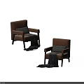 Modern Beige Armchair with Black and White Checkered Pillow Gray Blanket and Dark Wooden Legs