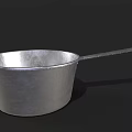 Metal Kitchen Colander With Long Handle And Perforated Holes For Cooking