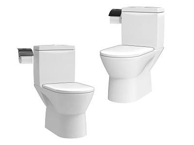 Two Modern White Toilets With Ceramic Tank And Sleek Contemporary Design 3d model