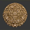 Golden Spherical Decorative Ornament For Modern Home With Intricate Geometric Openwork Design