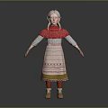 Cute Child Doll In Traditional Costume With Red Top Pink Apron Yellow Skirt And Braids