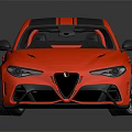 Red Sports Car With Black Stripes Rear Spoiler And Alloy Wheels