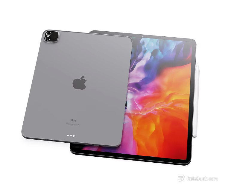 Apple iPad Pro Modern Gray Design With Back Logo Vibrant Display Screen And Apple Pencil 3d model 