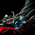 Commercial Equipment Featuring Metallic Dragon Head With Blue Red Glossy Finish And Intricate Design