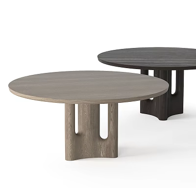 Modern Round Dining Tables With Light And Dark Gray Tops And Unique Leg Design 3d model