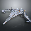 Futuristic Interstellar Spacecraft With Sleek Gray Body And Orange Accents