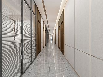 Modern Aisle Office Corridor 3d model