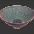 Hand Carved Ceramic Bowl With Turquoise Blue Glaze And Brown Base Artisanal Sculpted Design