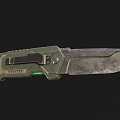 Valkren 9 Tactical Knife With Worn Blade Skull Logo And Green Handle