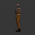 Two Futuristic Cybernetic Characters In Mechanical Work Overalls Standing Together