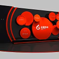 Stylish Background Wall With Red Circular Decorations Black Background And Brand Logo 3d model