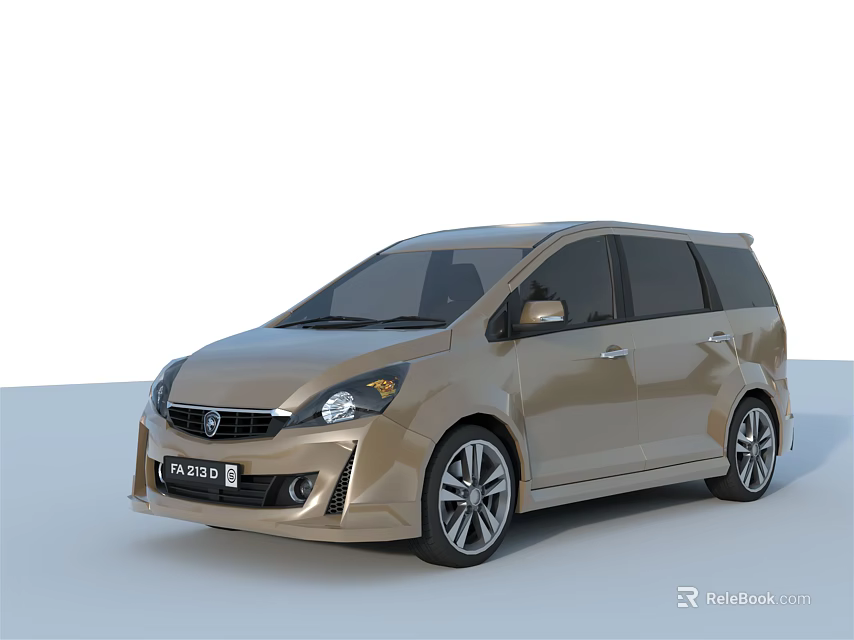 Golden MPV Car With Modern Sleek Exterior Design And Stylish Alloy Wheels 3d model 