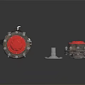 Industrial Mechanical Equipment Main Shaft Assembly With Red Capped Ends And Gear Parts