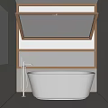 Freestanding White Bathtub In Modern Bathroom With Skylight And Chrome Faucet