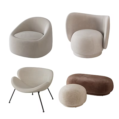 Modern Single Sofa Collection With Beige Brown Tones And Comfortable Minimalist Designs 3d model