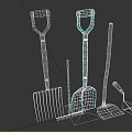 Farm tools tools shovel rake hoe 3d model