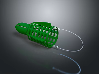 Green Household Kitchen Strainer With Grid Structure And White String 3d model
