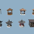 Garden Ornaments Showcasing Various Stylish Wooden Pavilions And Unique Roof Designs