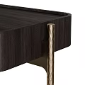 Dark Wooden Dressing Table with Metal Frame and Round Mirror with Beige Stool
