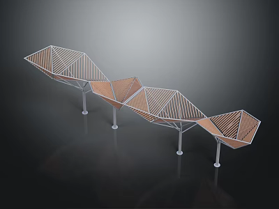Geometric Animal Sculpture With Wood And Metal Structure On Black Background 3d model