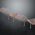 Geometric Animal Sculpture With Wood And Metal Structure On Black Background