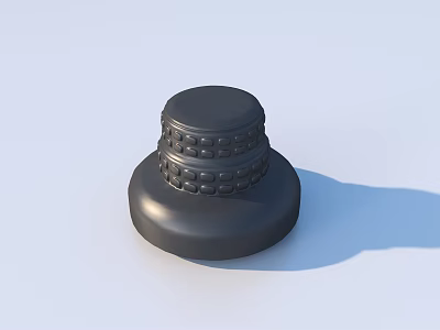 Black Multi layered Textured Knob Design With Smooth Base On Light Background 3d model