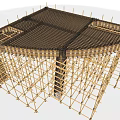 Detailed Bamboo Scaffolding Structure For Building Construction Support And Frame 3d model