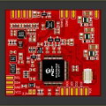 Red High Performance Computer Motherboard Featuring Central Chip And Electronic Components 3d model