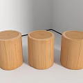 Three Wooden Tree Stump Shaped Landscape Seats For Outdoor Garden Design