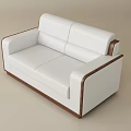 Modern White Sofa and Coffee Table Set with Wooden Frame and Dimensions 3d model