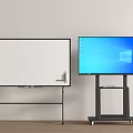 Whiteboard With Markers And Blue Screen Monitor On Mobile Stands In Office