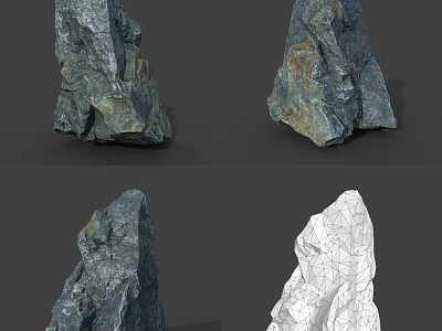 Natural Stone Display With Various Angles And Detailed 3D Wireframe Model 3d model