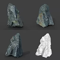 Natural Stone Display With Various Angles And Detailed 3D Wireframe Model 3d model