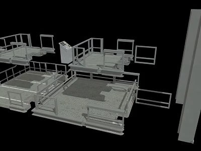 Heavy Duty Industrial Equipment With Multi Level Platforms Metal Frames And Guardrails 3d model