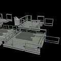 Heavy Duty Industrial Equipment With Multi Level Platforms Metal Frames And Guardrails