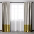 Modern Curtains With Light And Golden Bottom Panels For Double Window Decor